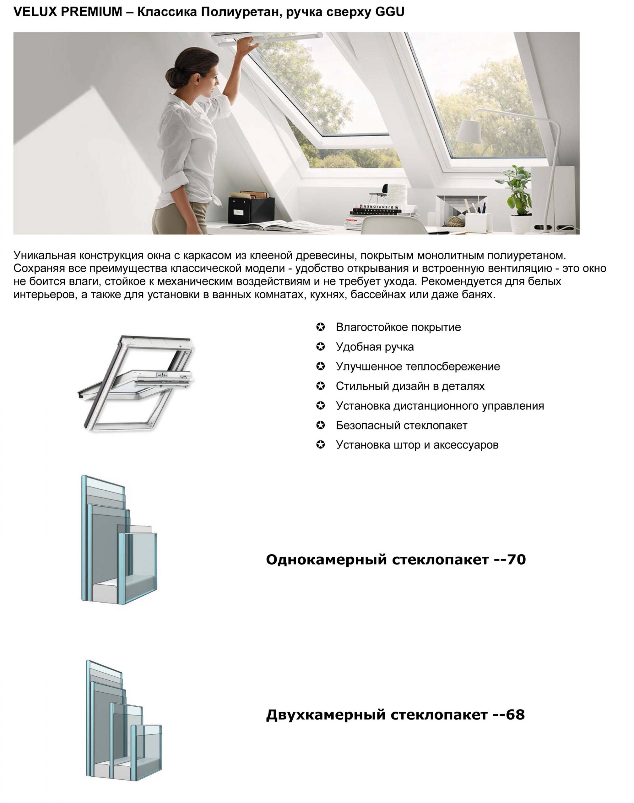 Мансардное окно GGU Velux купить в Минске
